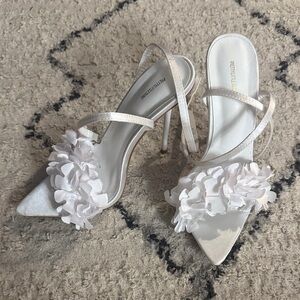 PrettyLittleThing White Floral Heels